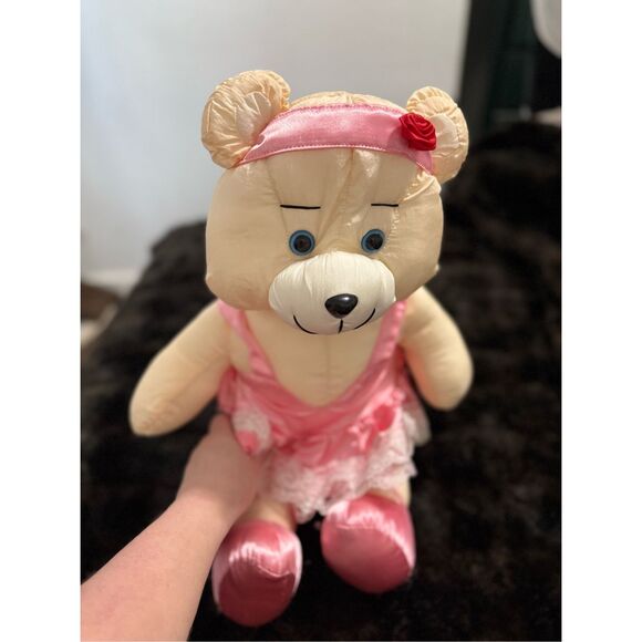 VINTAGE DAYTON HUDSON SATIN BALLERINA PLUSH BEAR STUFFED TOY NYLON RARE - Picture 1 of 5